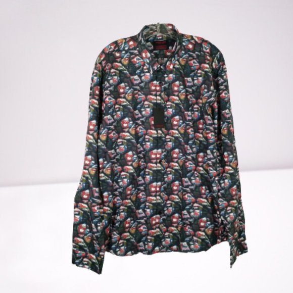 JARED LANG Trim Fit Cartoon Print Shirt XL - Picture 3 of 12